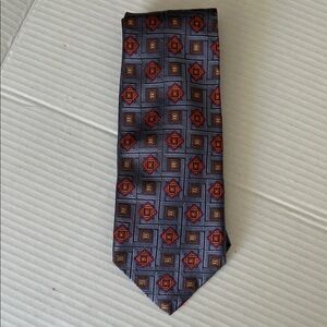 Robert Talbott Geometric Blue and Orange Tie
